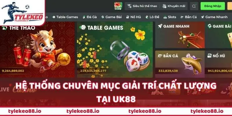 Hệ thống chuyên mục giải trí chất lượng tại UK88